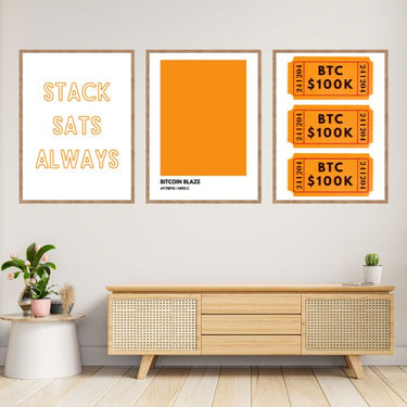 Set of 3 BTC Crypto Prints | Wall Art | Home Office Decor